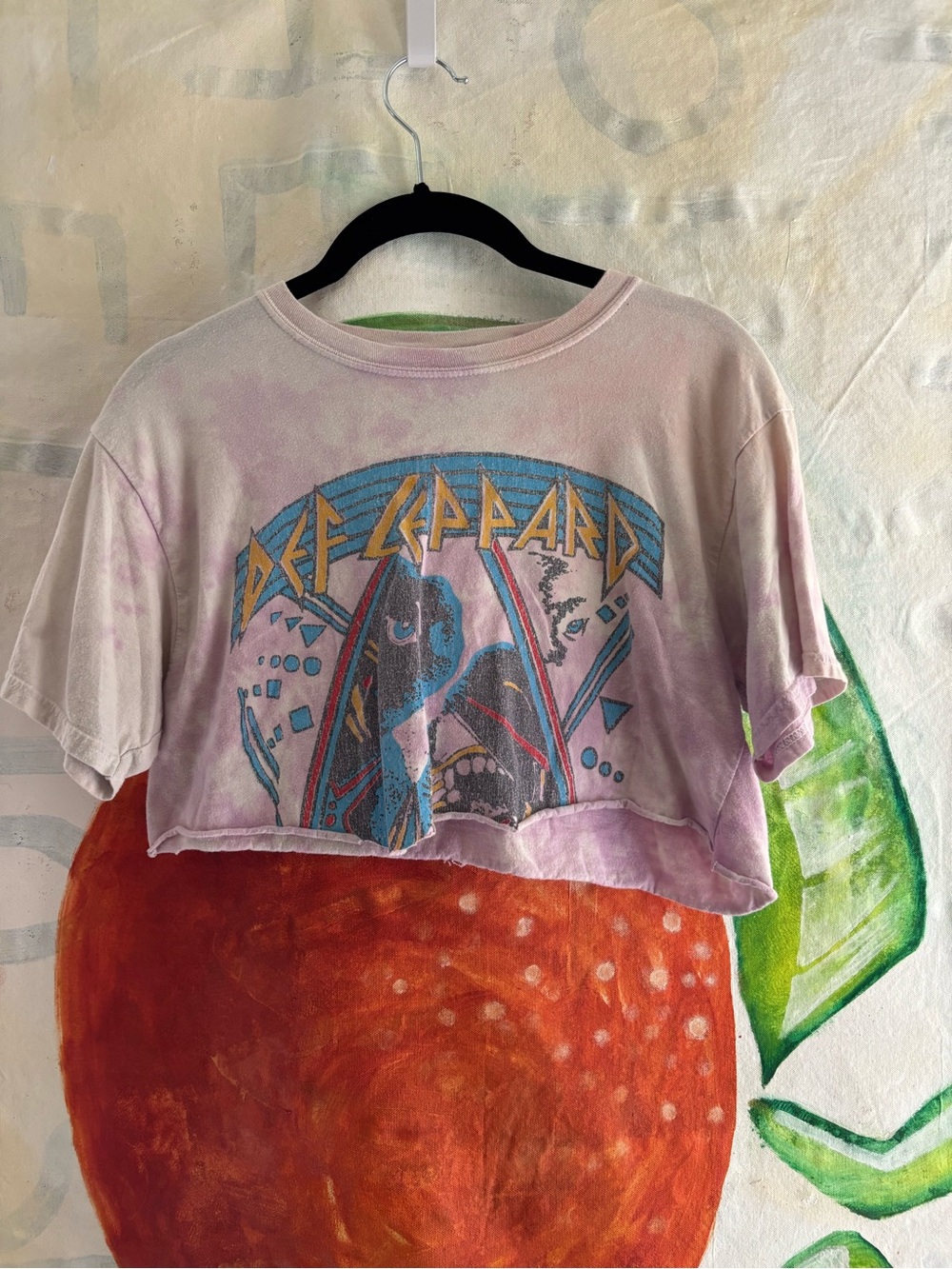 Purple Def Leppard Tie-Dye Cropped Band Tee
